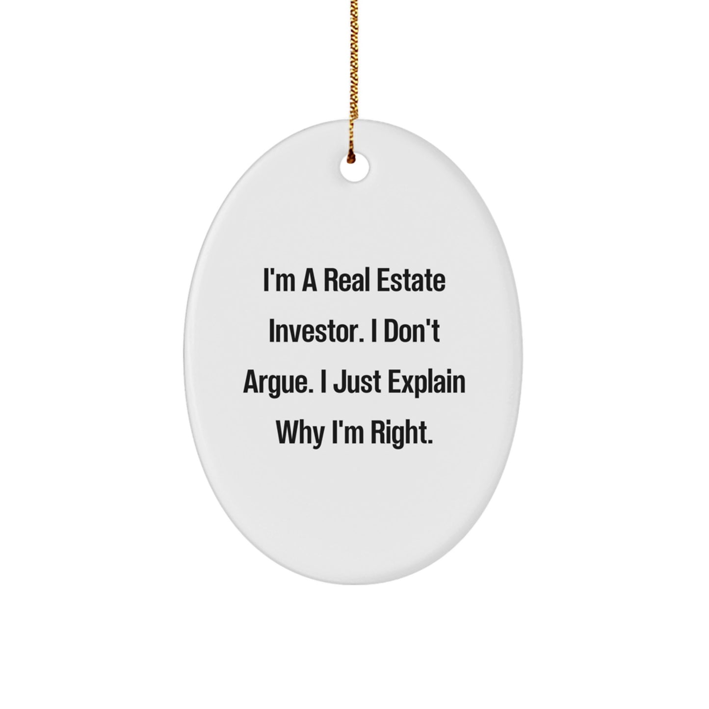 Funny Real Estate Investor Christmas Oval Ornament Gifts for Men Friends Family - Image 1