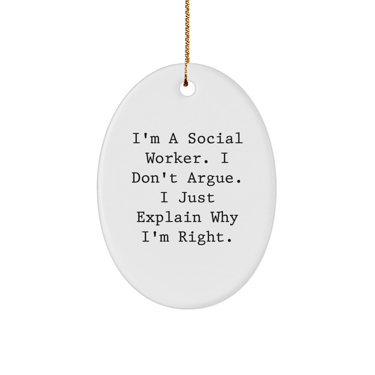 Funny Social Worker Gifts - Oval Ornament for Christmas from Friends to Social Worker - Image 1