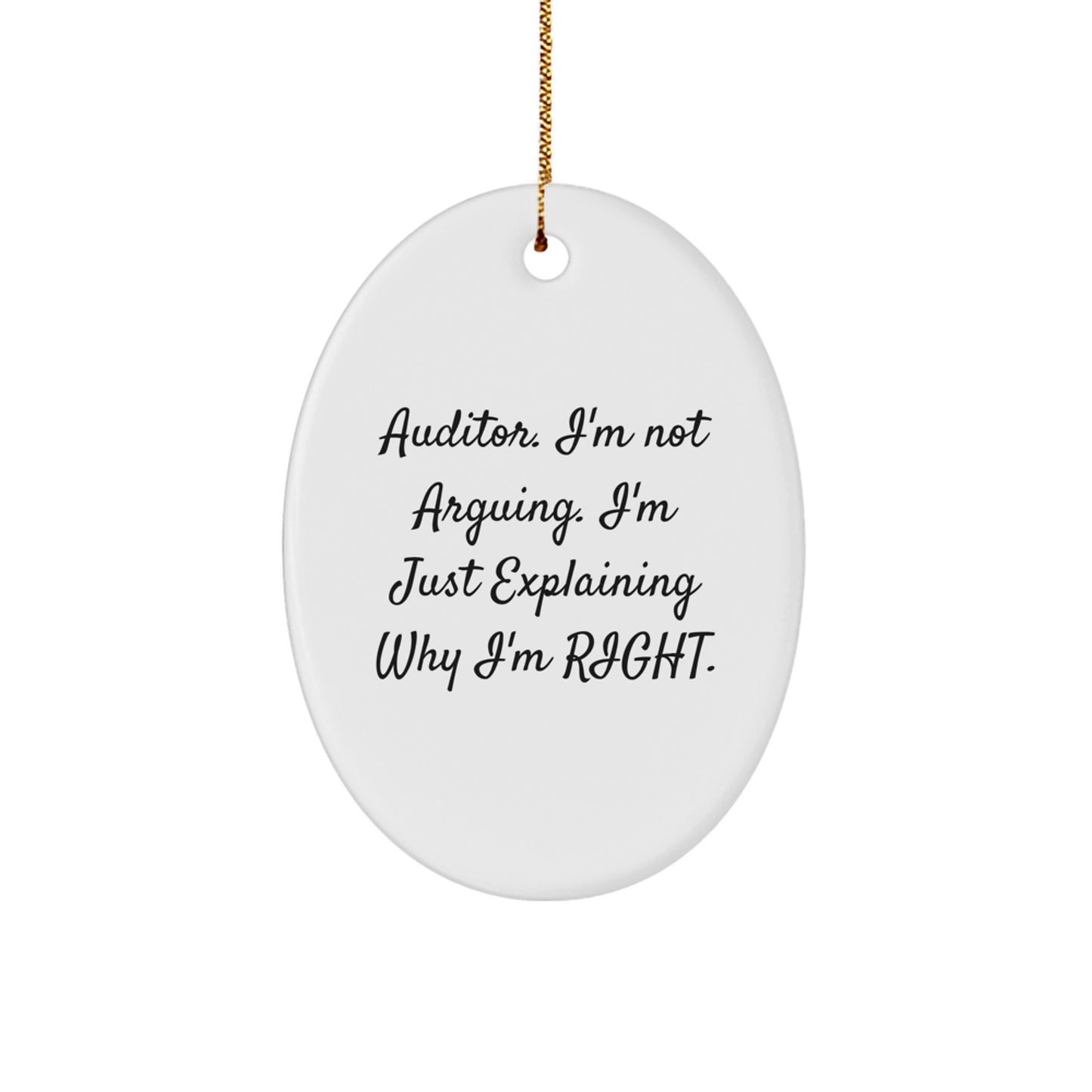 Amusing Auditor Gifts, Funny Oval Ornaments for Christmas Unique Gifts from Family, Auditor Friends - Image 1