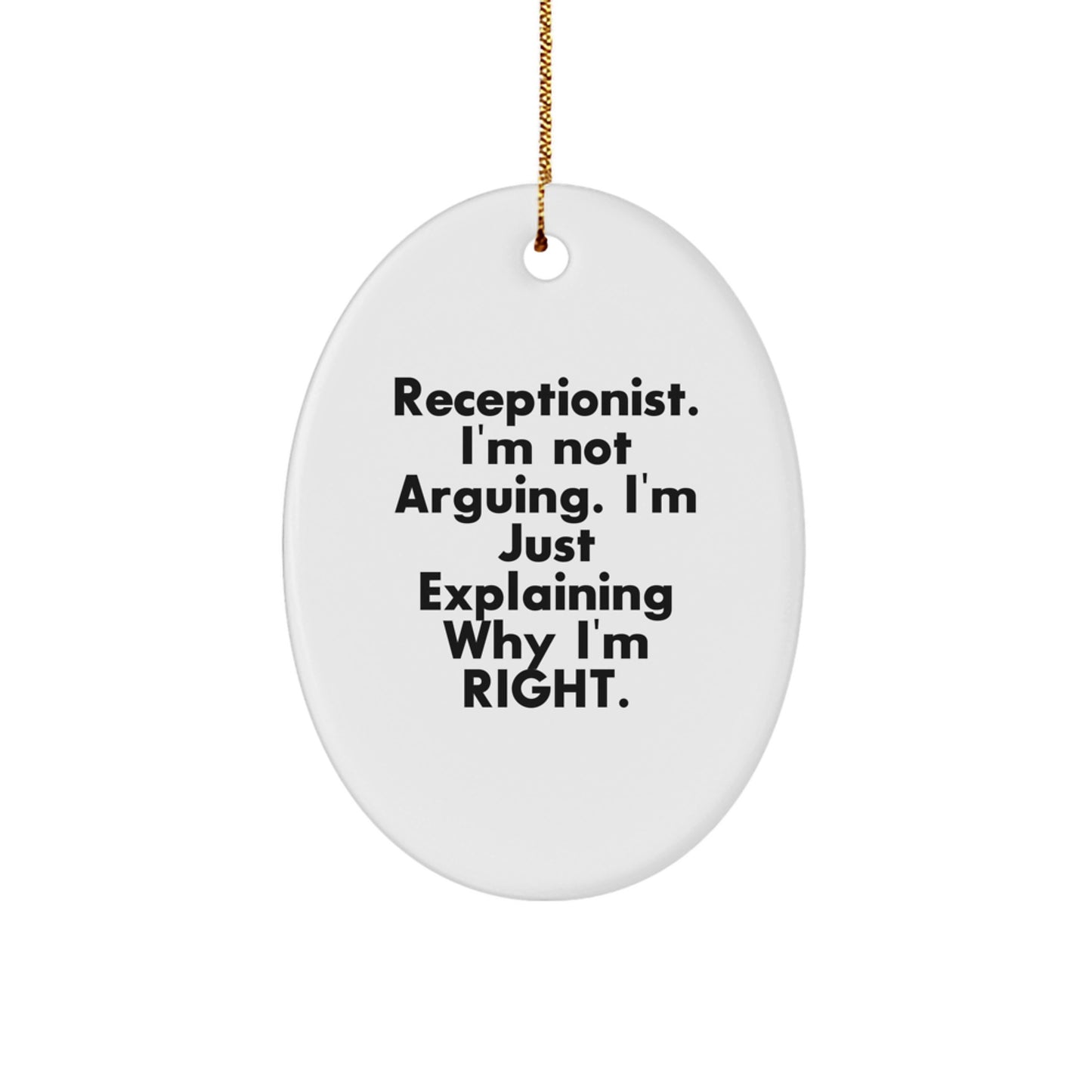 Funny Receptionist Gifts from Friends - Oval Ornament for Christmas Unique Presents for Women Coworkers - Image 1
