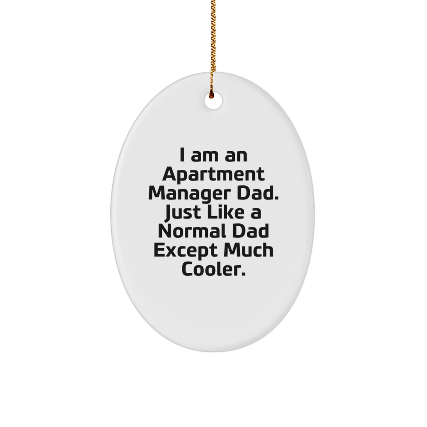 Funny Apartment Manager Dad Gifts from Men to Apartment Manager Dads, Christmas Unique Gifts for Men and Women, Oval Ornament - Image 1