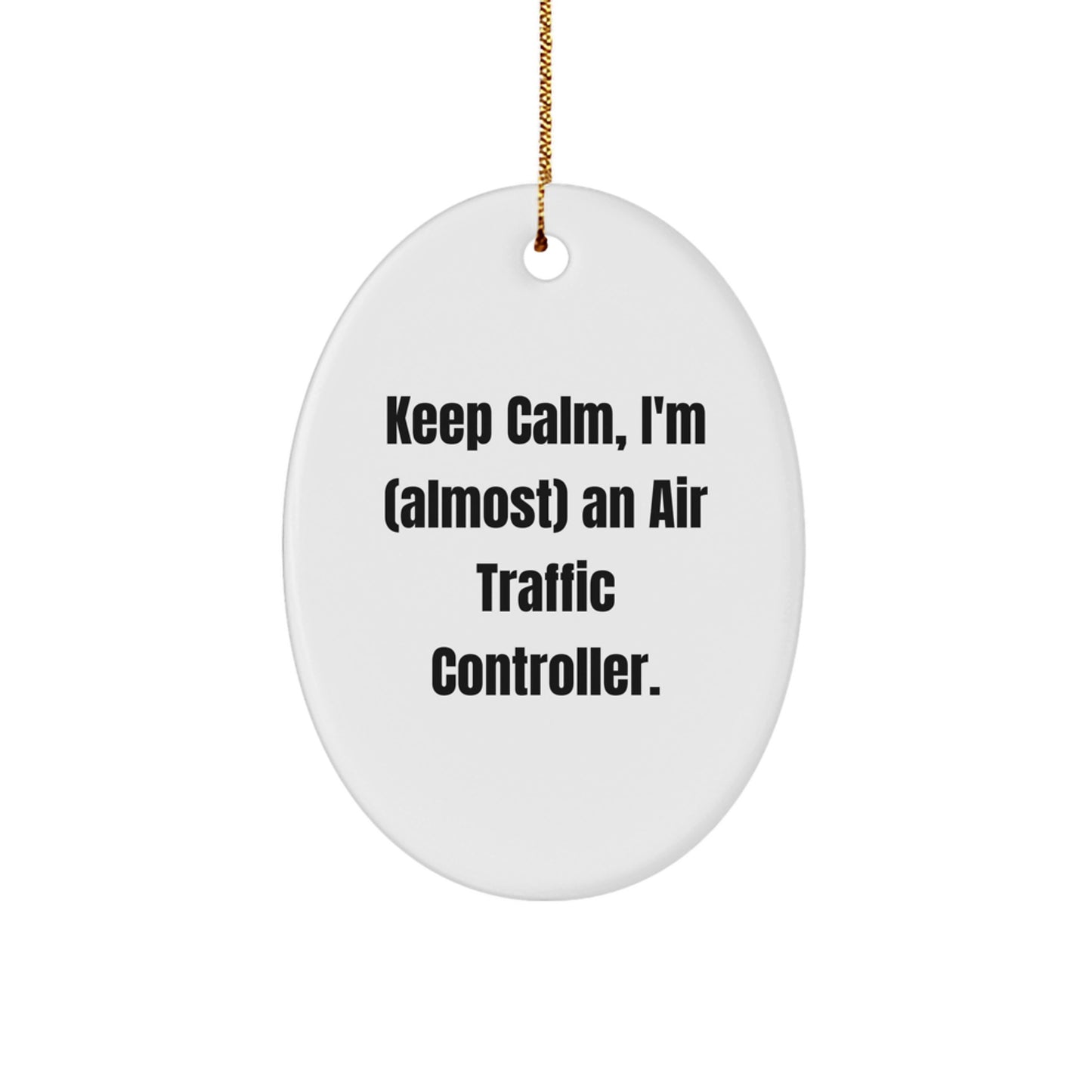 Humorous Air Traffic Controller Christmas Gift for Friends Oval Ornament - Image 1