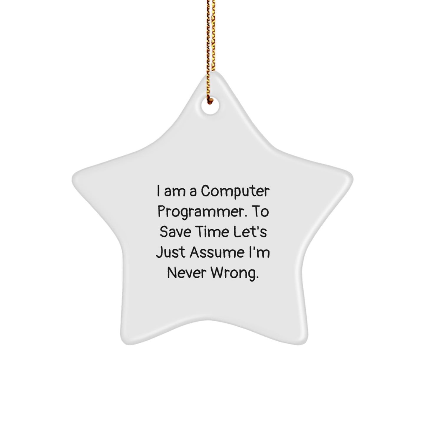 Funny Gift for Computer Programmer Friends - I'm Right Star Ornament with Sarcasm Quote, Unique Christmas Computer Programmer Gifts, Star Ornament Decoration, Computer Programmer Office Decor - Image 1
