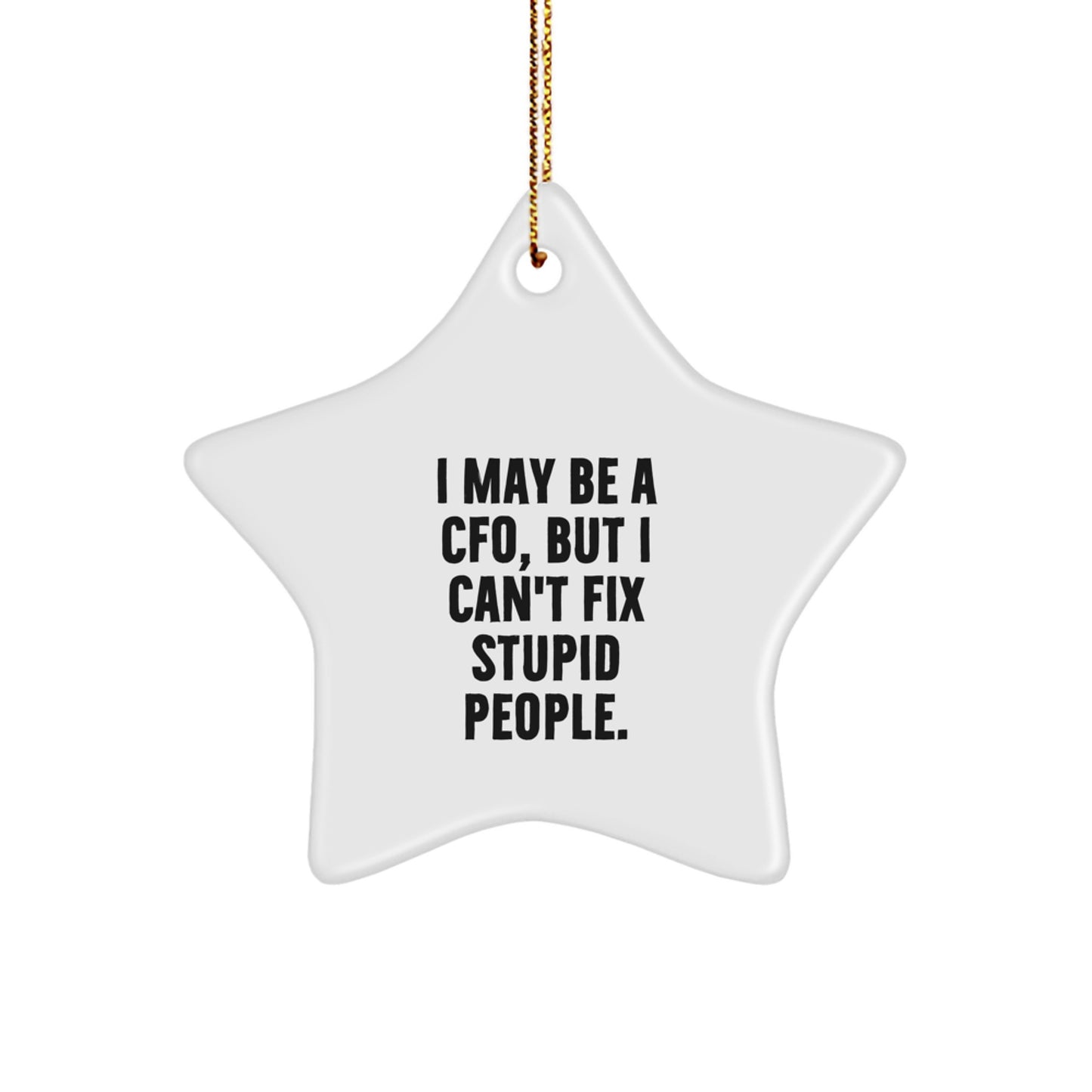 CFO Gifts from Friends: I May Be a CFO, But I Can't Fix Stupid People. Funny Star Ornament for CFO, Men, and Family - Image 1