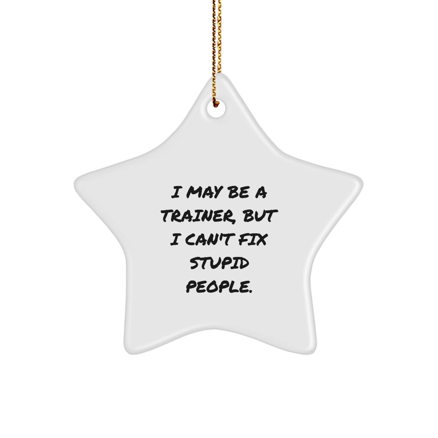 Funny Trainer Gifts from Friends - I May Be A Trainer, But I Can't Fix Stupid People. Star Ornament for Christmas - Image 1