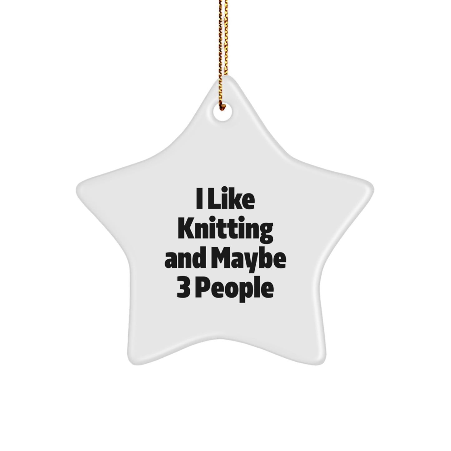 Knitting Enthusiast's Delight, Funny Gifts from Friends for Knitting Lovers, White Star Ornament for Christmas - Image 1