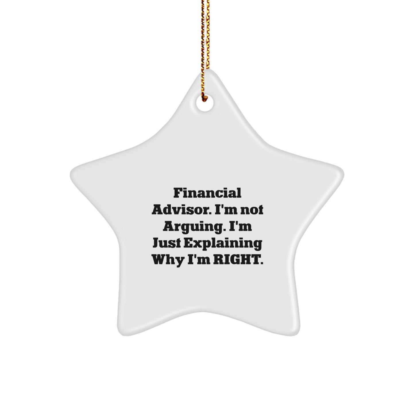 Funny Financial Advisor Gifts from Women to Men - Star Ornament, 'I'm Not Arguing. I'm Just Explaining Why I'm Right.' Christmas Unique Gifts - Image 1