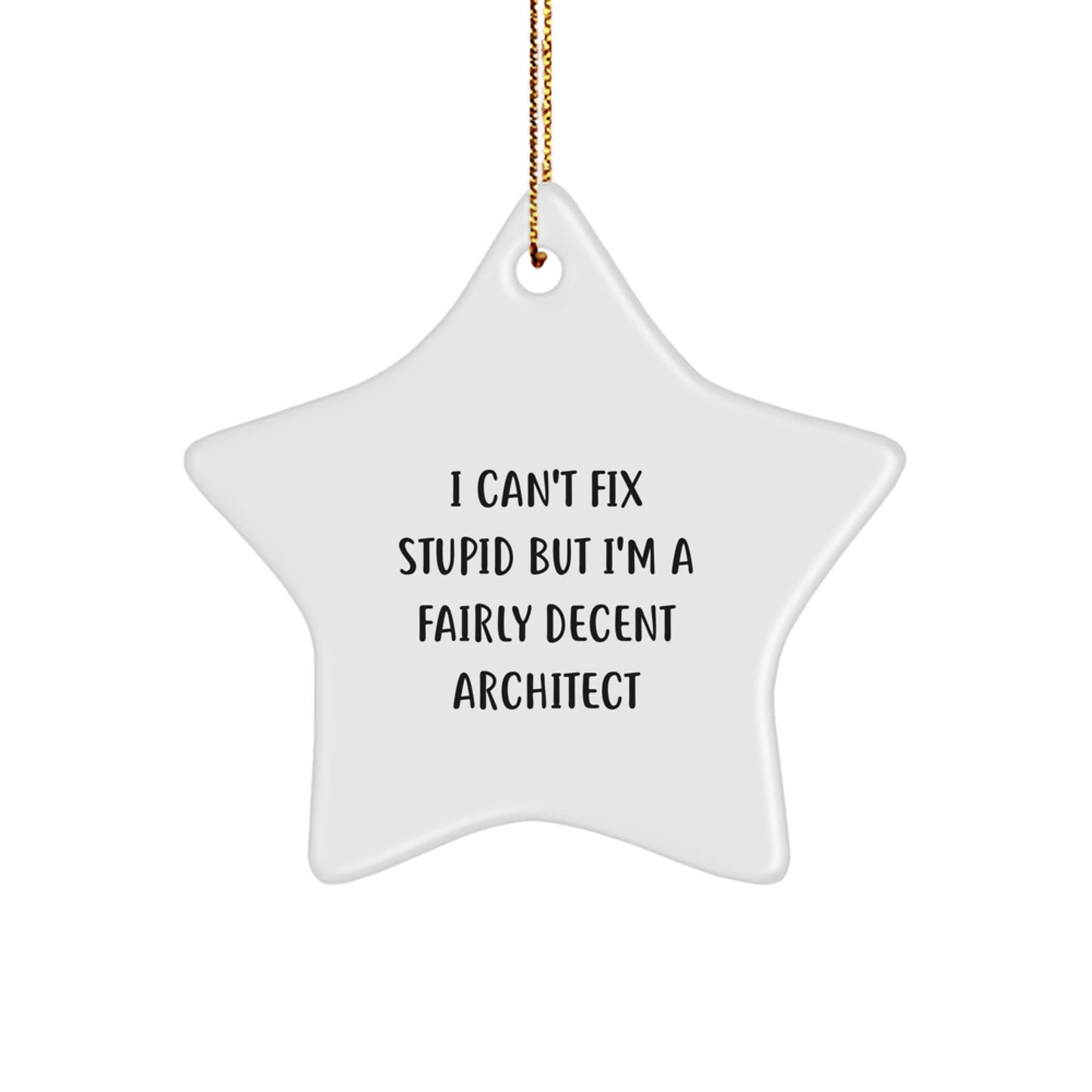 Architect Gifts for Him Funny Star Ornament 'I Can't Fix Stupid' Christmas Decorations from Friends - Image 1