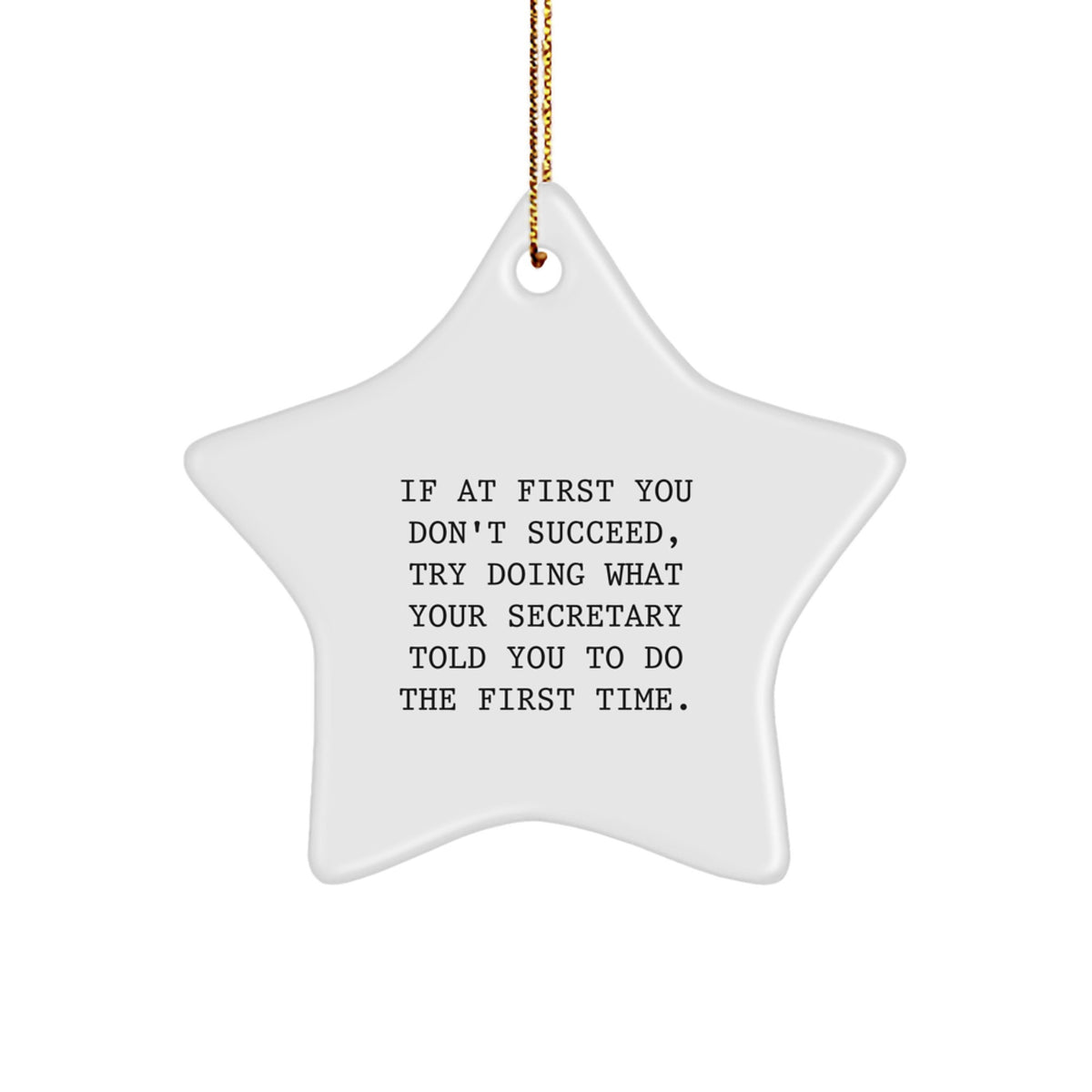 Funny Secretary Gifts, Inspirational Star Ornament, Christmas Unique Gifts for Secretary, Funny Quote - Gifts from Friends to Secretary, Try Doing What Your Secretary Told You To Do - Image 1
