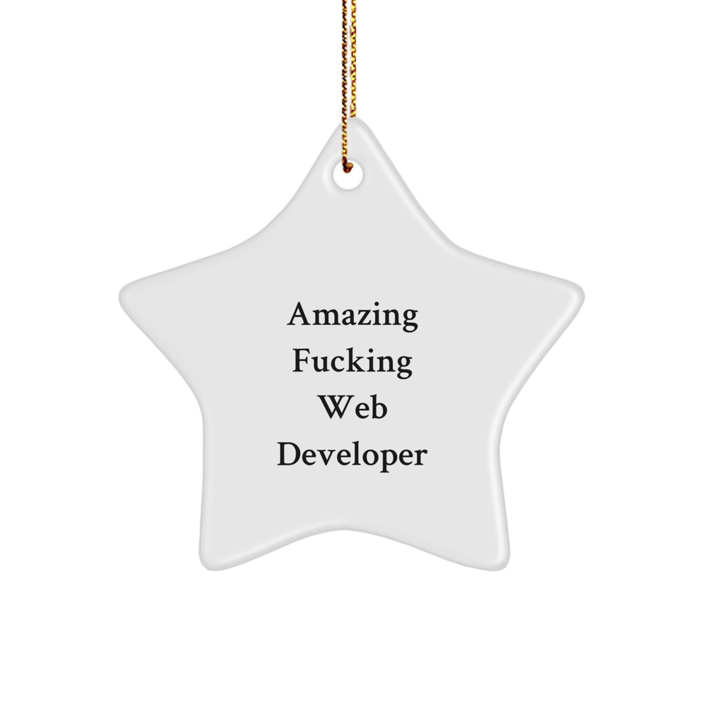 Funny Web Developer Gifts for Men, Star Ornament Christmas Unique Presents from Friends, 'Amazing F--king Web Developer' Humorous Star Decoration - Image 1
