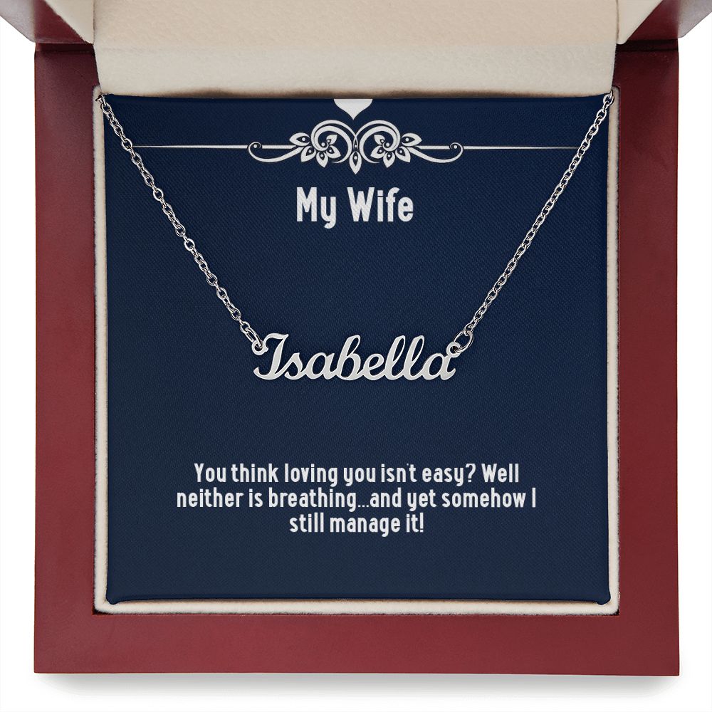 Name Necklace for Wife, Funny Wife Gift Jewelry, Gift from Husband, Wife Humor, Personalized Name Necklace, Customizable Gift for Wife