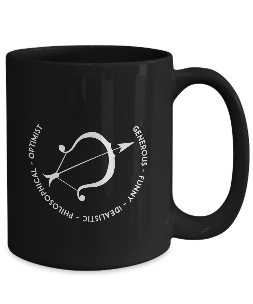 Saggitarius Black Coffee Mug - Gift for Saggitarian - Birthday - Christmas - Horoscope - Zodiac symbol - Astrology - The VIP Emporium