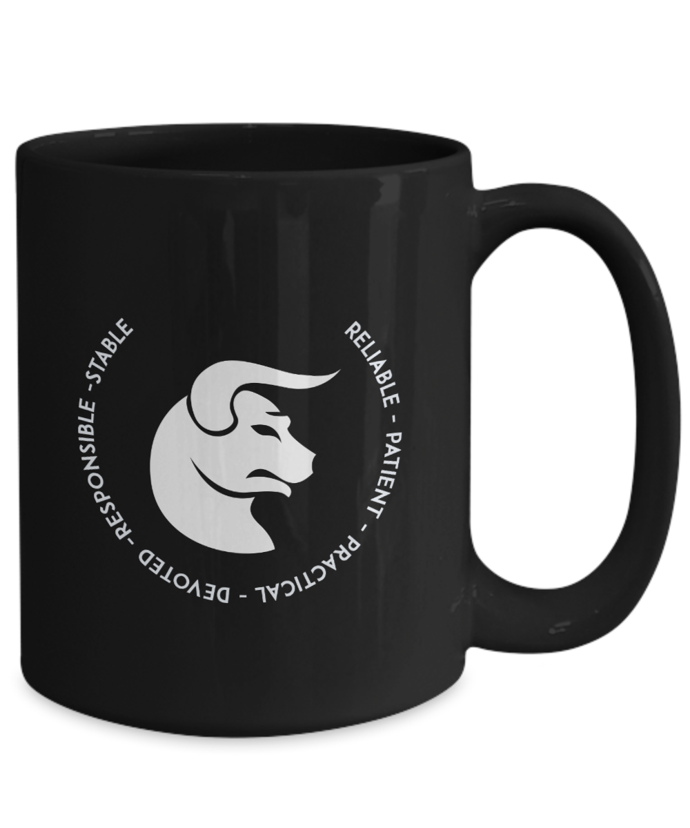 Taurus Black Coffee Mug - Gift for Taurean - Birthday - Christmas - Horoscope - Zodiac symbol - Astrology - The VIP Emporium