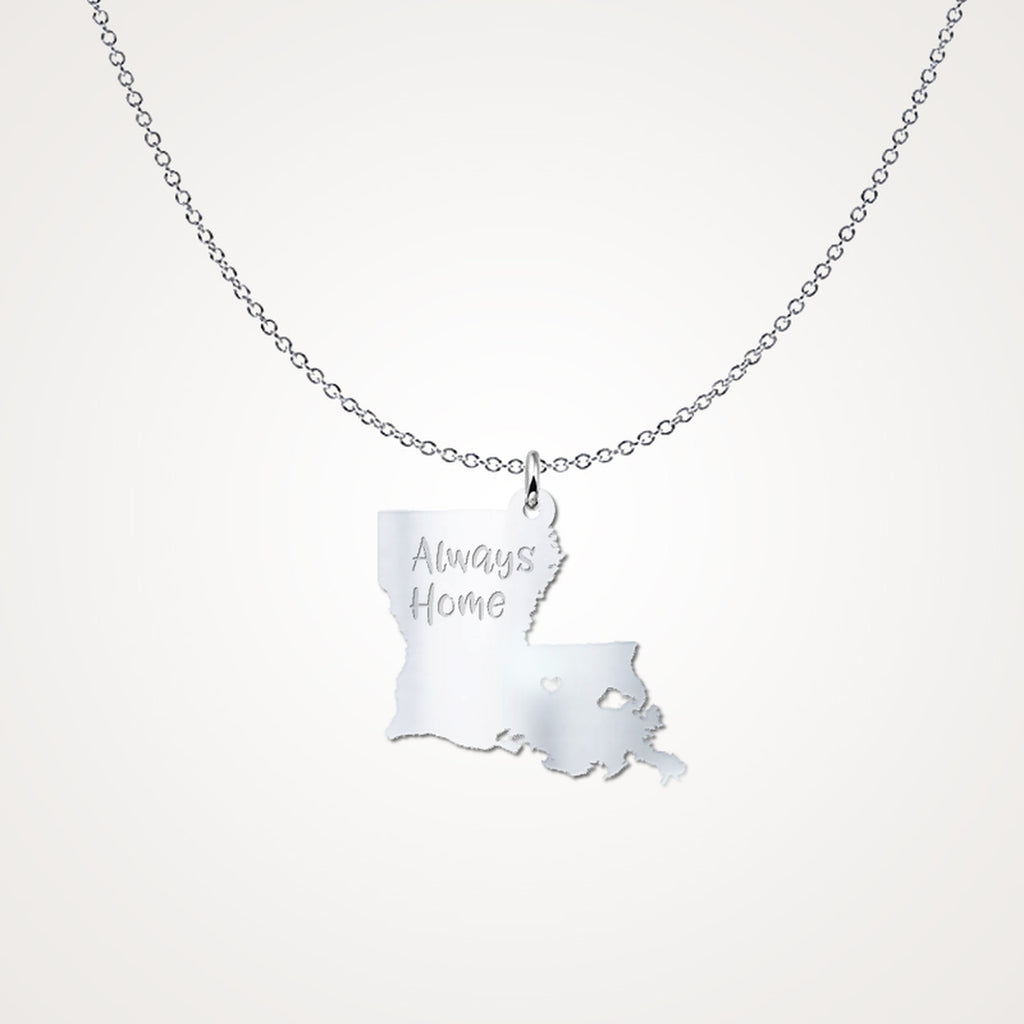 Louisiana Always Home Solid Sterling Silver Gift Necklace