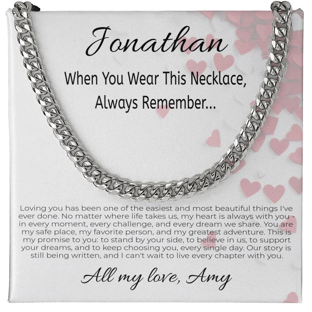 To My Boyfriend Soulmate Cuban Link Chain Necklace – Personalized Valentine’s Gift for Him