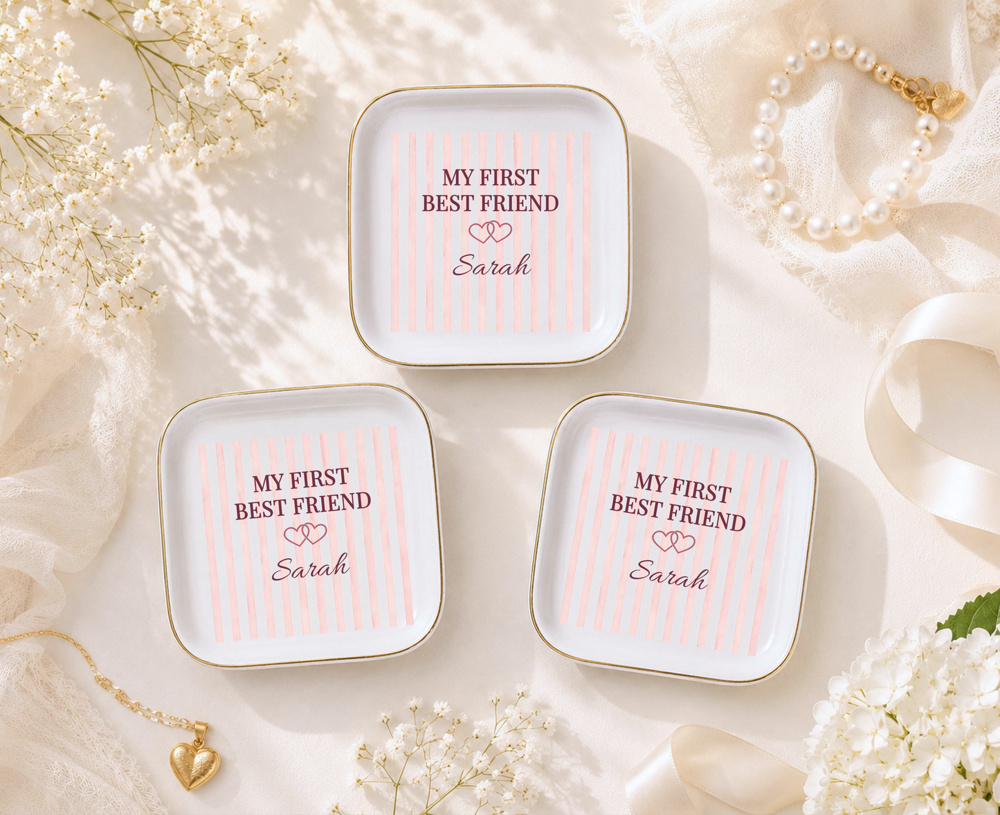 JD-001 Personalized Sister Jewelry Dish, My First Best Friend Gift for Sister, Custom Name Trinket Dish, Sister Birthday Gift