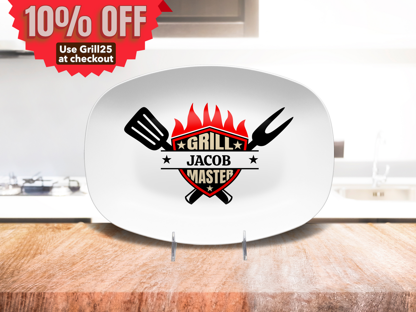 Grill Master Personalized BBQ Platter – 10" x 14" Oval