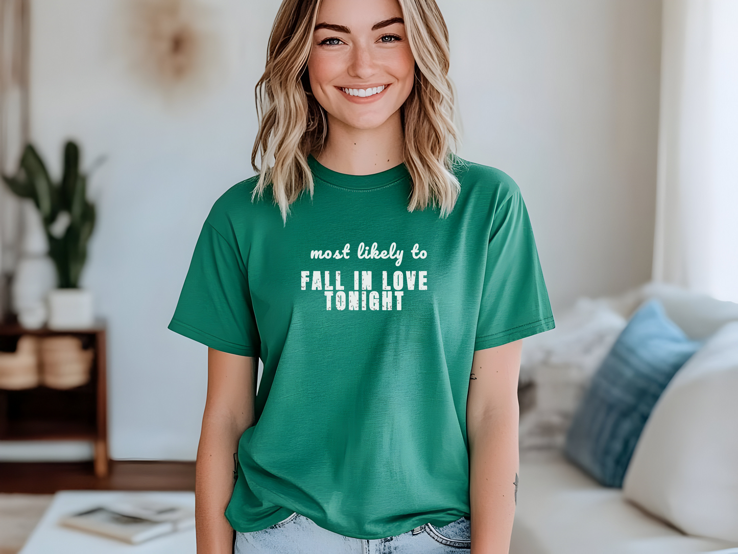 FALL IN LOVE TONIGHT SPT04 St Patricks Day Bachelorette Shirt, Funny Irish Party Tee, Most Likely to Shirt, Pub Crawl Outfit, Girls Night Out Tee