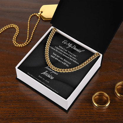 Personalized “To My Love” Cuban Link Chain Necklace – Custom Name & Date Gift for Husband