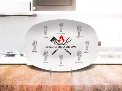 Personalized "Dad's BBQ Crew" Serving Platter – Classic White