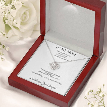 To My Mom – “I’d Choose You Again” Personalized Love Knot Necklace | Made in USA Gift from Daughter