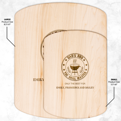Personalized Dad’s BBQ Cutting Board – The Grill Master, Only the Best for [Custom Names]