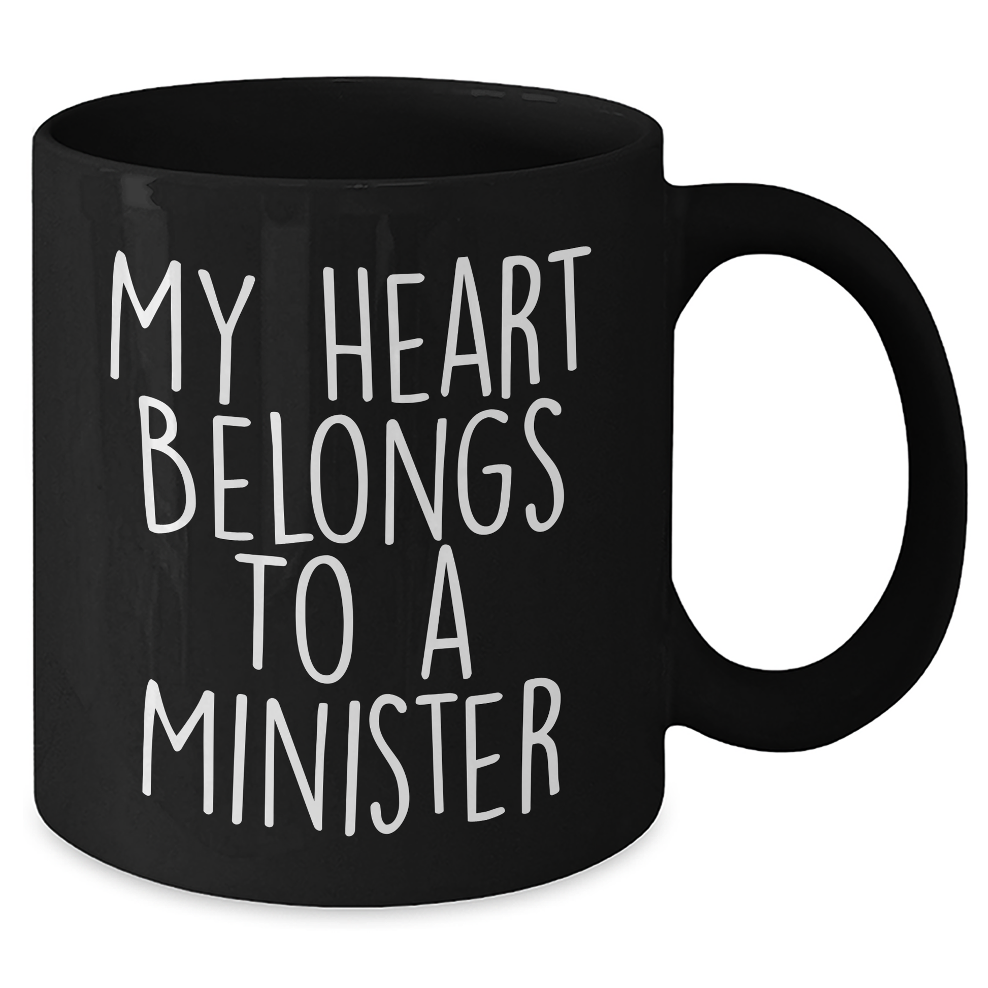 Funny Minister Gifts - My Heart Belongs To A Minister Black Coffee Mug, Unique Father's Day Unique Gift from Friends or Family - Additional