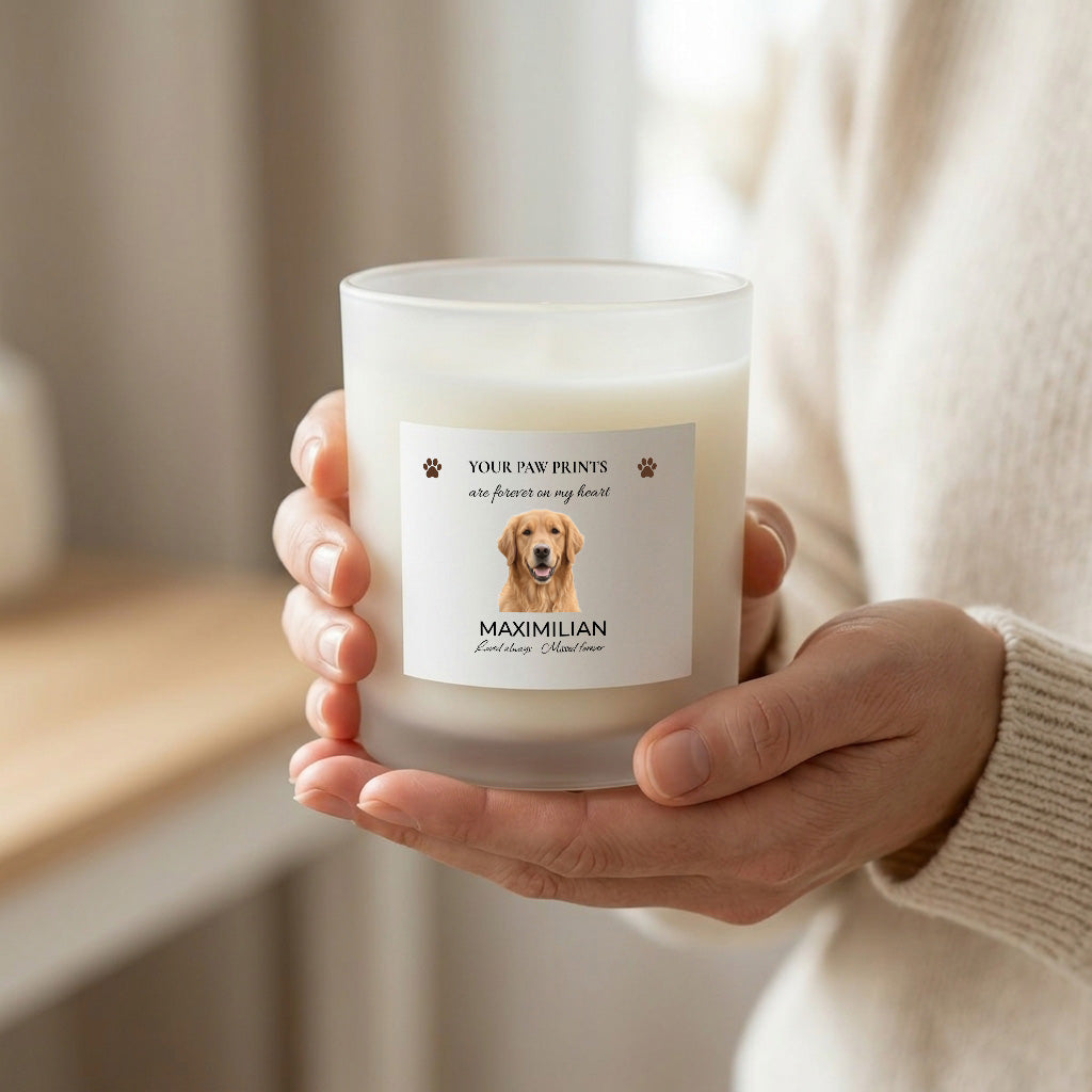 Personalized Painted Pet Memorial Candle – Your Paw Prints
