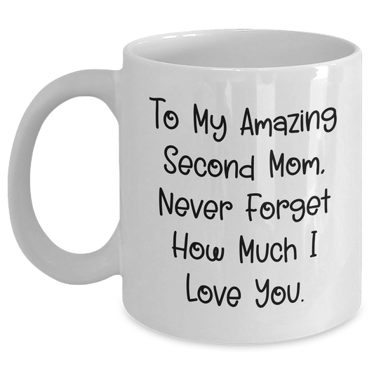 Funny Second Mom Graduation Unique Gifts from Men to My Amazing Second Mom Never Forget How Much I Love You White Coffee Mug - Main