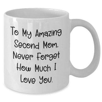 Funny Second Mom Graduation Unique Gifts from Men to My Amazing Second Mom Never Forget How Much I Love You White Coffee Mug - Additional