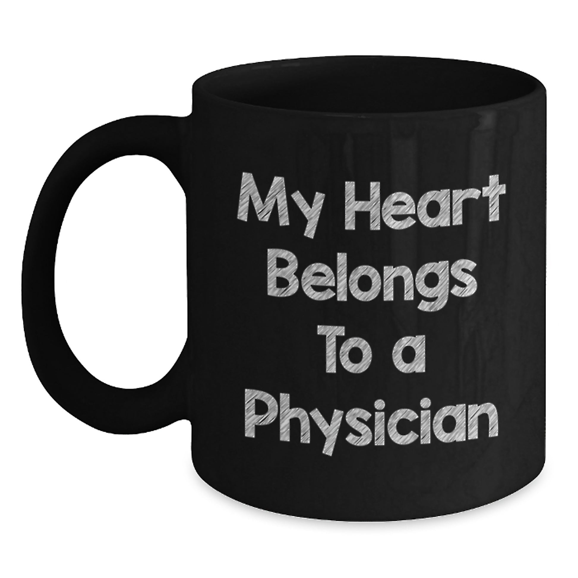 Funny Physician Gifts from Men, Women, or Friends - 'My Heart Belongs To A Physician' Black Coffee Mug for Valentine's Unique Gifts - Main