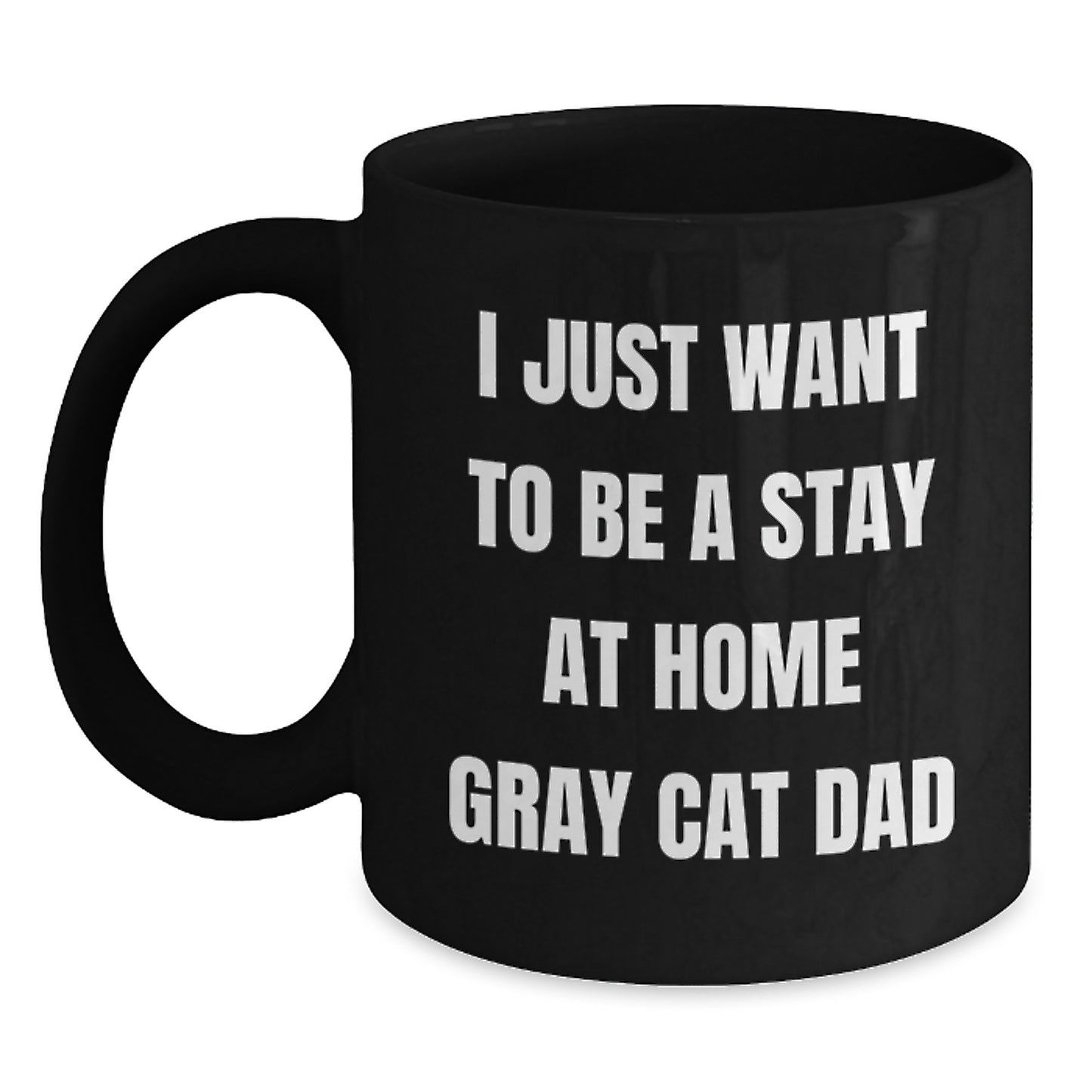 Funny Gray Cat Gifts for Stay at Home Gray Cat Dad, Unique Black Coffee Mugs for Cat Lovers, Christmas Unique Gifts from Men to Friends - Main