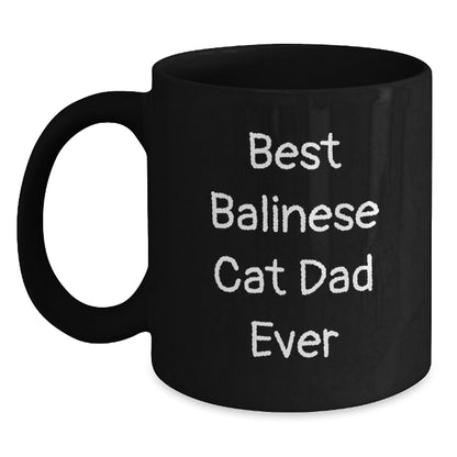 Funny Balinese Cat Dad Gifts for Men - Best Balinese Cat Dad Ever Black Coffee Mug, Birthday Unique Gifts from Family to Friends - Main