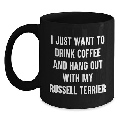 Funny Russell Terrier Dog Black Coffee Mug Gifts from Men to Friends for Birthday - Main
