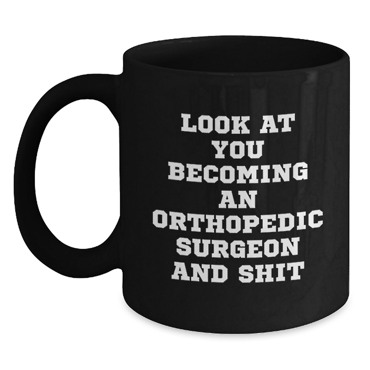 Funny Orthopedic Surgeon Gifts for Him, Black Coffee Mug from Friends for Christmas Unique Present - Main