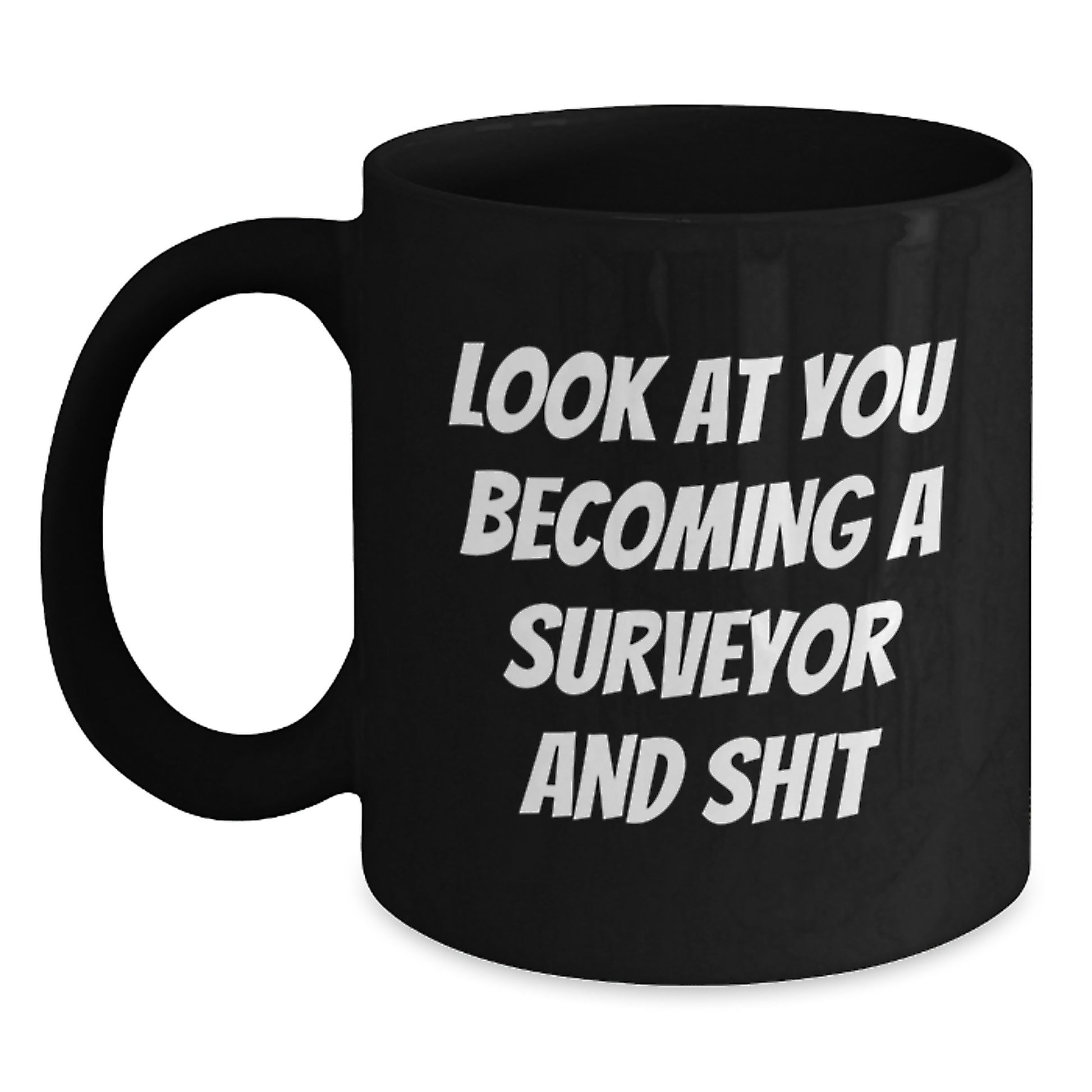 Funny Surveyor Gifts for Men from Friends - Black Coffee Mug for Birthday - Main