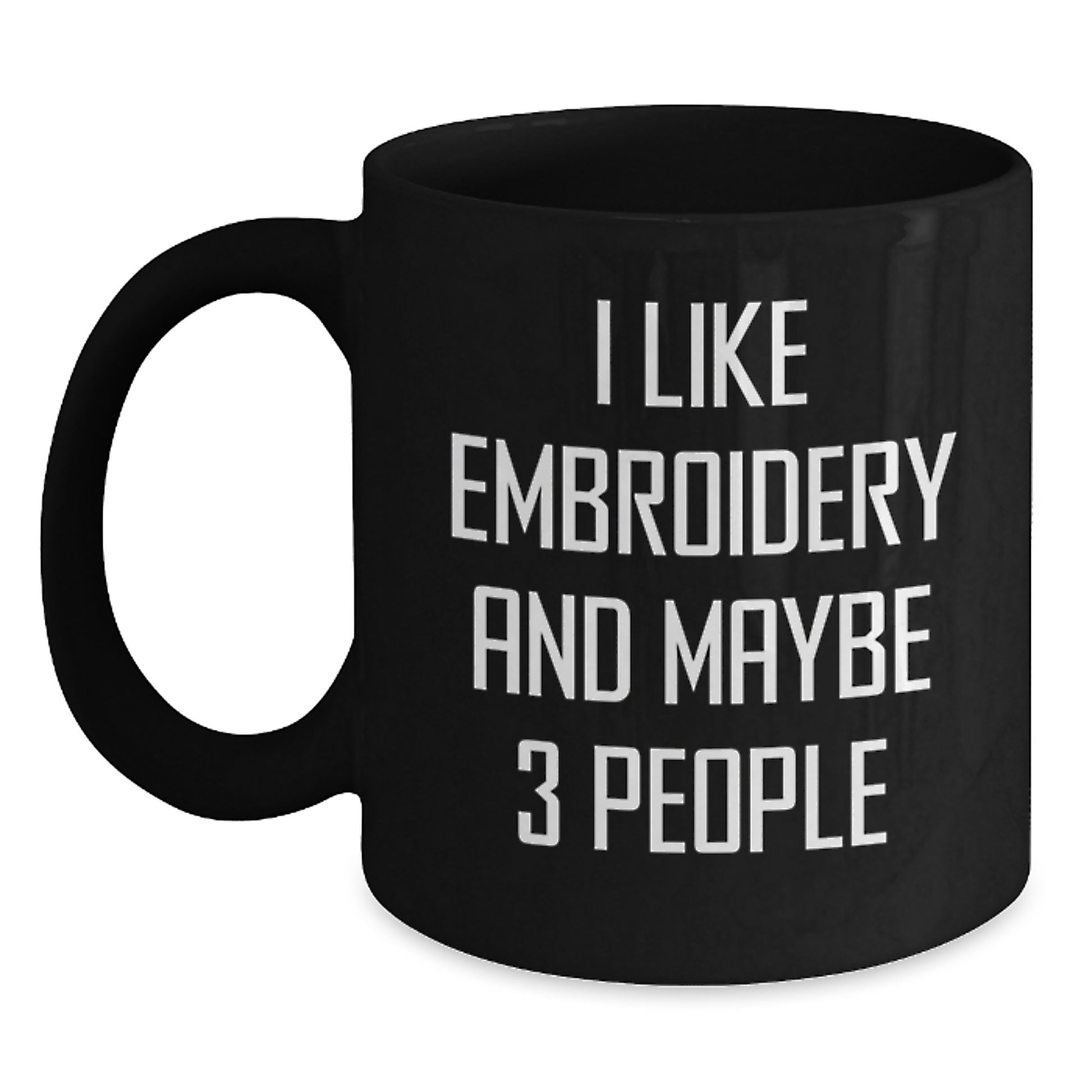 Embroidery Enthusiast's Delight, Funny Quote, Black Coffee Mug, Gifts from Friends, Gifts for Embroidery Lovers, Birthday Unique Gifts - Main