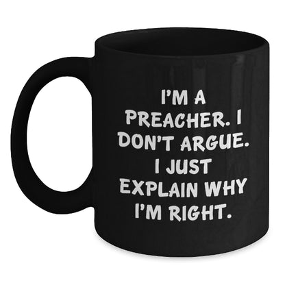 Funny Preacher Black Coffee Mugs - Gifts from Friends to Preacher on Christmas - Main