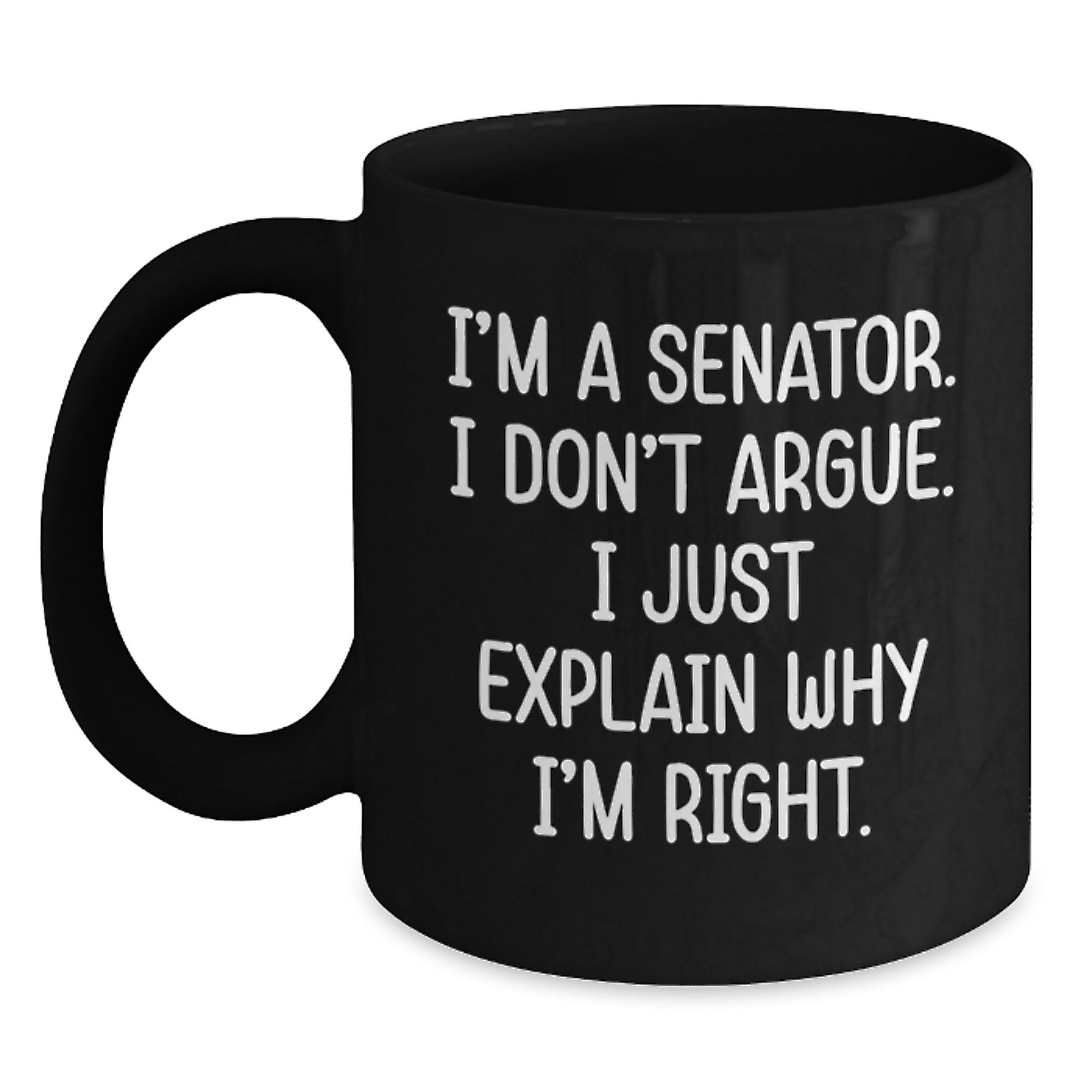 Funny Senator Gifts, Black Coffee Mug for Senator Friends or Family, Christmas Unique Presents from Men to Women, Senator Black Coffee Mug - Main