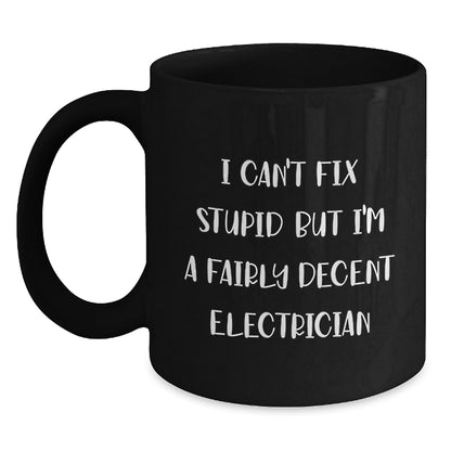 Funny Electrician Gifts from Men for Christmas Unique Presents, Best Black Coffee Mug for Electricians - Main