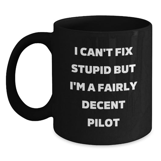Funny Pilot Gifts for Men from Friends, Black Coffee Mugs with Inspirational Quote, Perfect for Christmas Unique Presents - Main