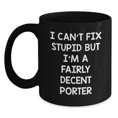 Funny Porter Gifts for Men, Unique Black Coffee Mug for Porter, Christmas Unique Gifts from Friends - Main
