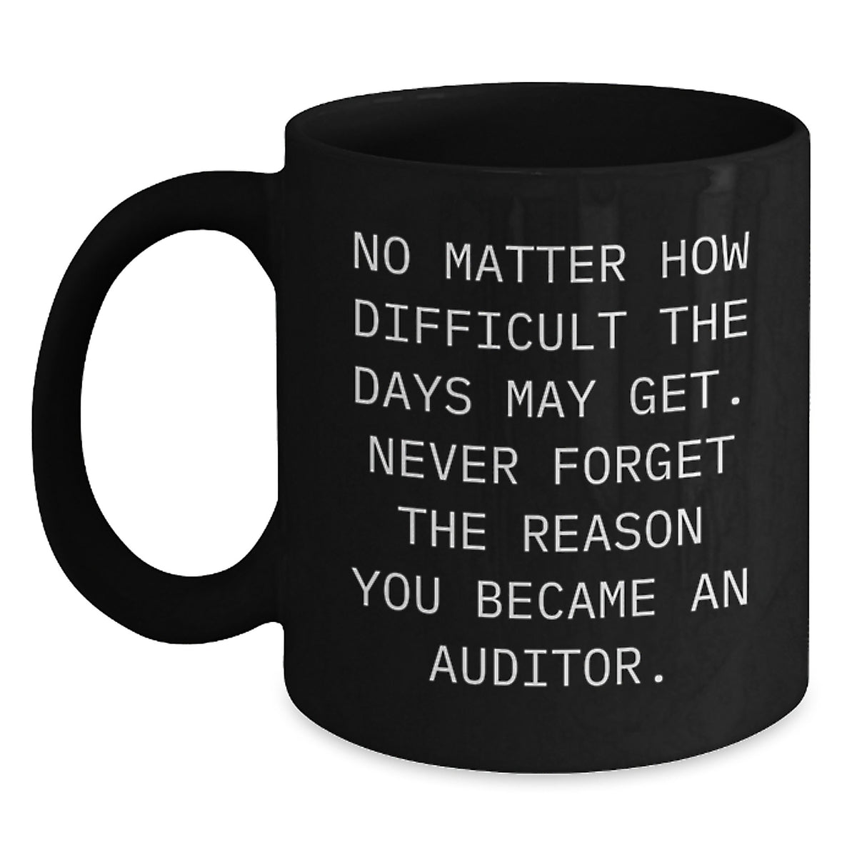 Funny Inspirational Gifts for Auditors - Black Coffee Mug, Never Forget the Reason You Became an Auditor, Perfect Auditor Gifts from Friends, Coworkers, or Family this Christmas - Main