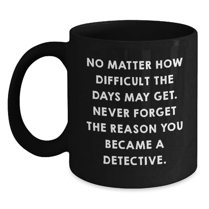 Funny Detective Gifts from Friends for Men, Black Coffee Mug with Inspirational Quote, Father's Day Unique Gifts - Main