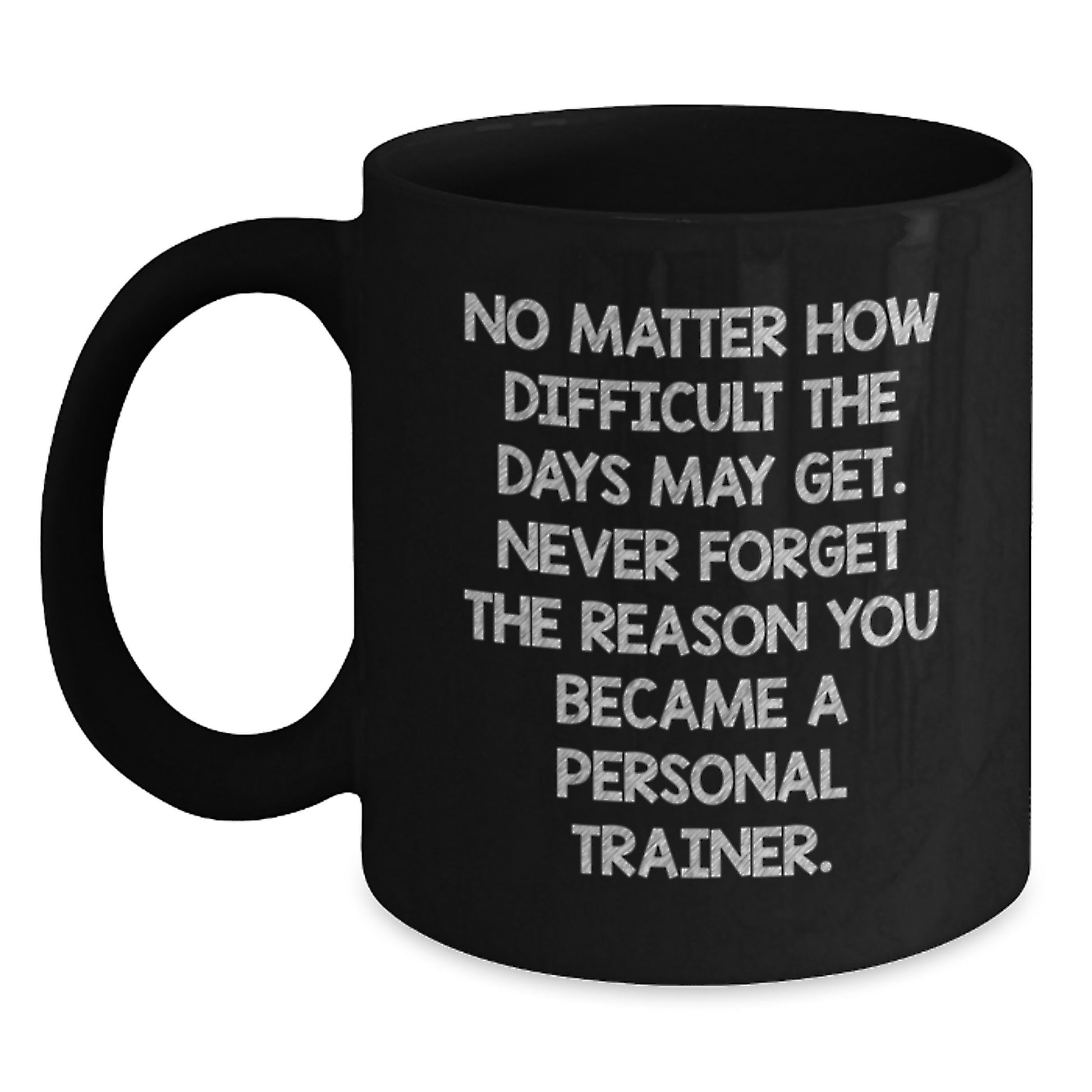 Funny Personal Trainer Christmas Unique Gifts from Friends, Black Coffee Mug for Men, Inspirational Quote about Staying Motivated - Main
