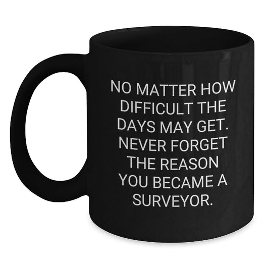 Gifts from Friends for Surveyor Men - Inspirational Black Coffee Mug Surveyor Valentine's Unique Gifts - Main