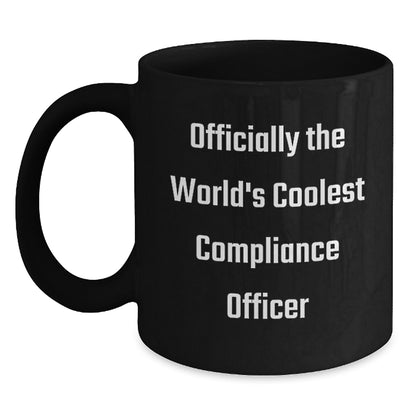 Compliance Officer Gifts from Men - Officially The World's 'Coolest' Compliance Officer Black Coffee Mug for Father's Day Unique Gifts - Main
