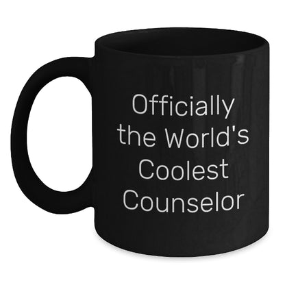 Funny Counselor Gifts from Friends - Officially The World's Coolest Counselor Black Coffee Mug for Birthday Unique Gifts - Main