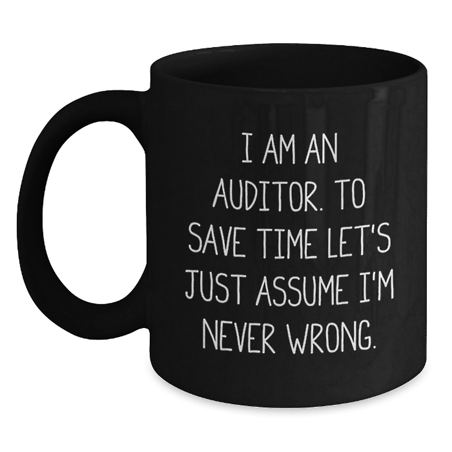 Funny Auditor Gifts for Mom - I'm Never Wrong Black Coffee Mug, Unique Mother's Day Unique Gift from Family - Main