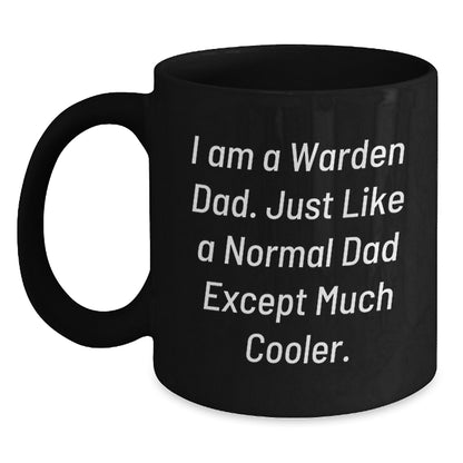 Funny Warden Dad Gifts, Black Coffee Mugs for Graduation - Unique Gifts from Dad to Warden - Main